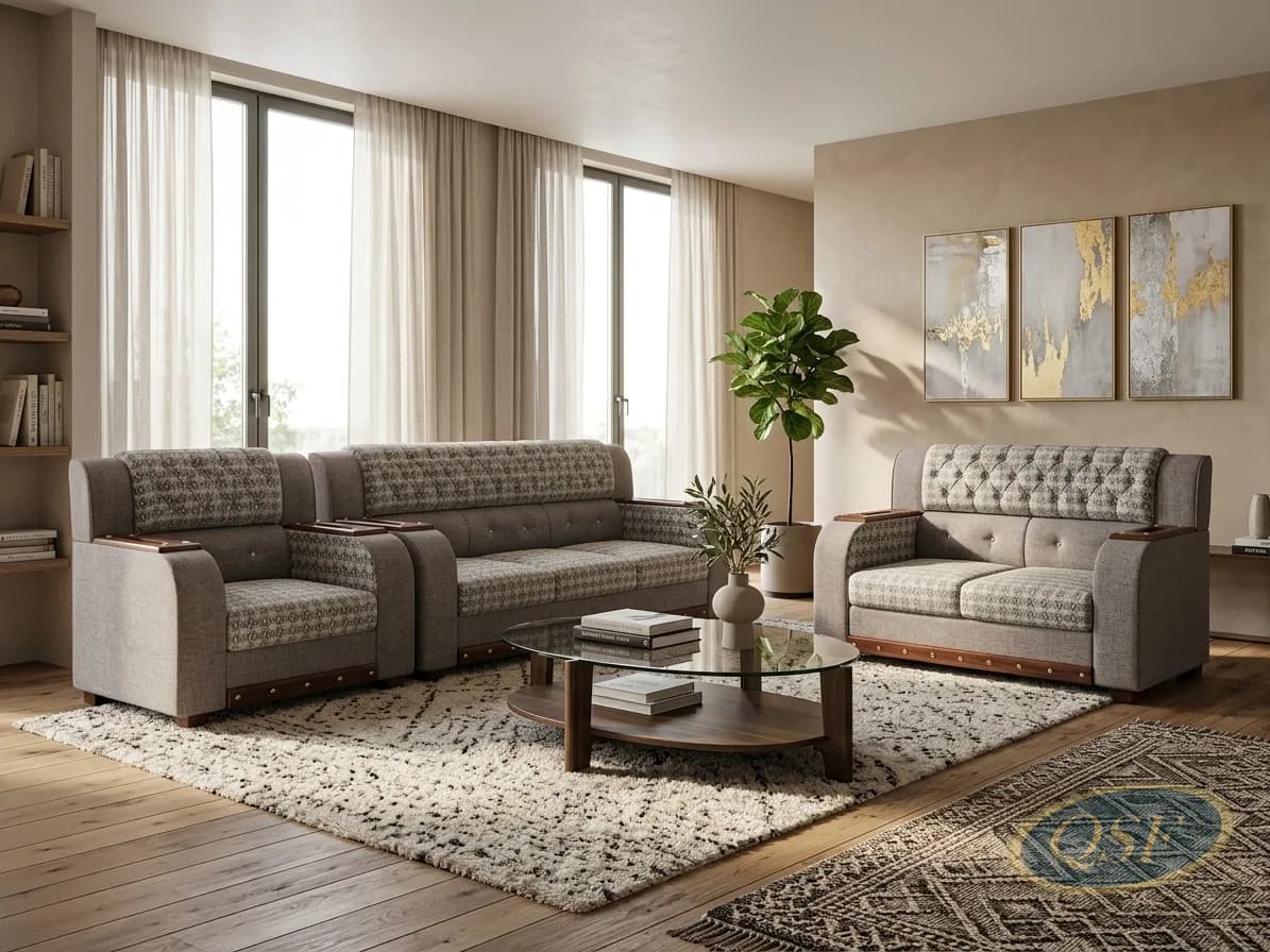 Cognac Leather Tufted Sofa Edition 2