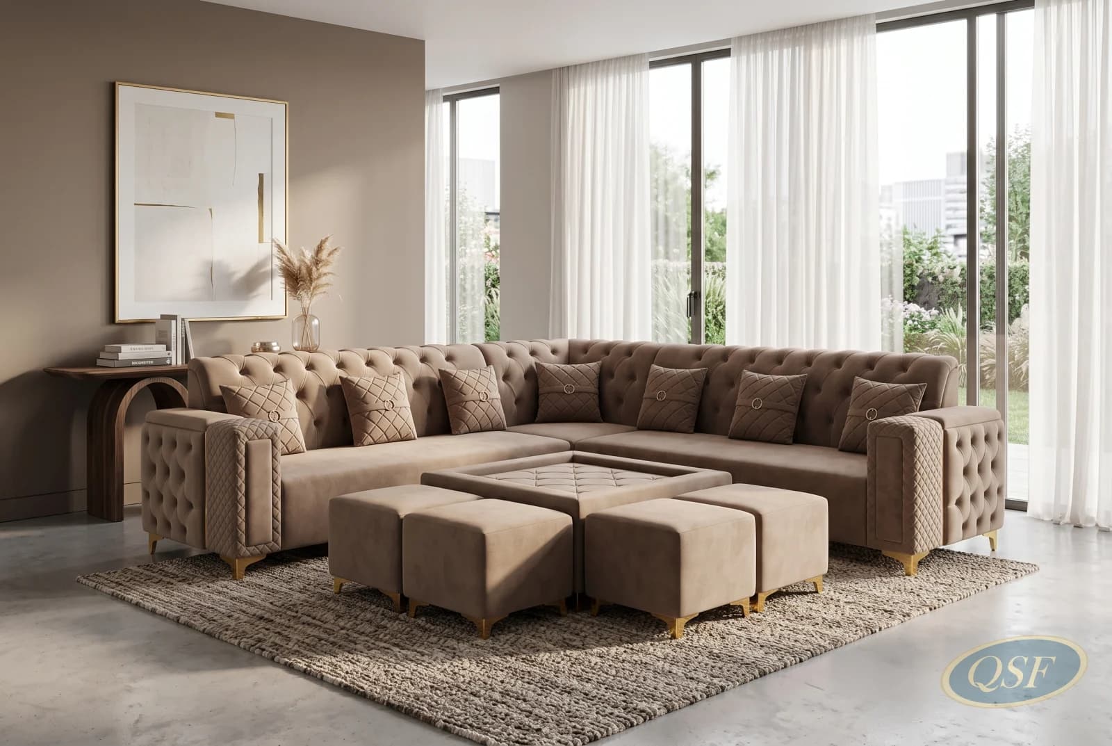 Teal Velvet Shell Sofa