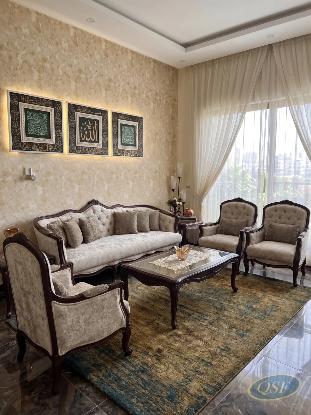 Cream Silk Formal Sofa Edition 2