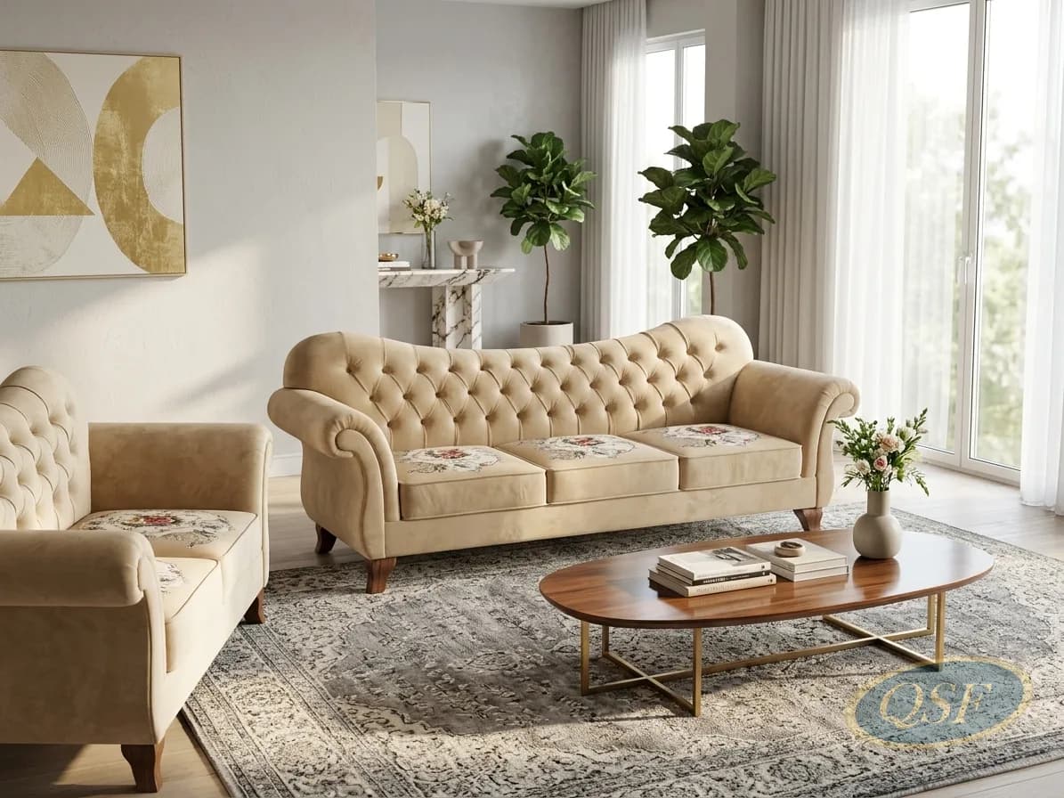Midnight Teal Leather Sofa