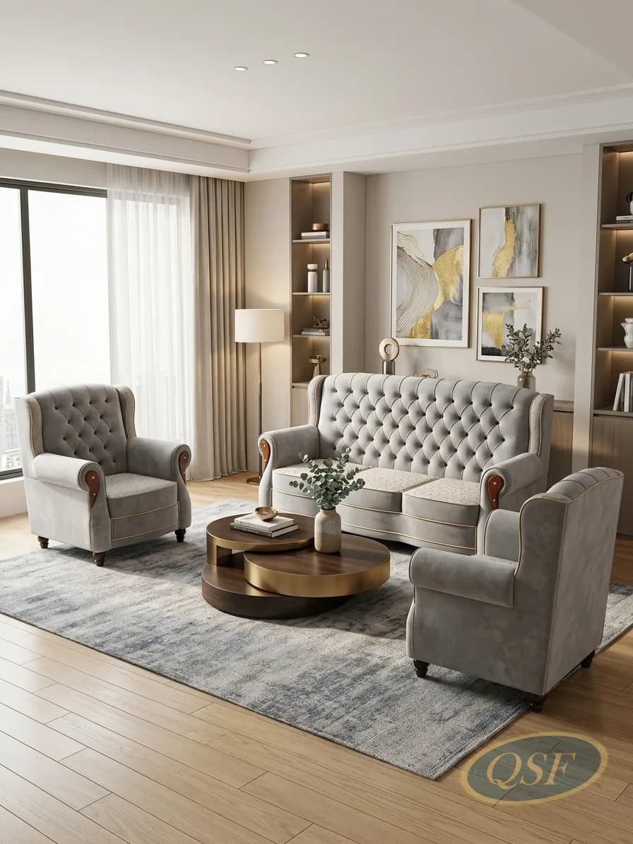 Amber Velvet Channel Sofa