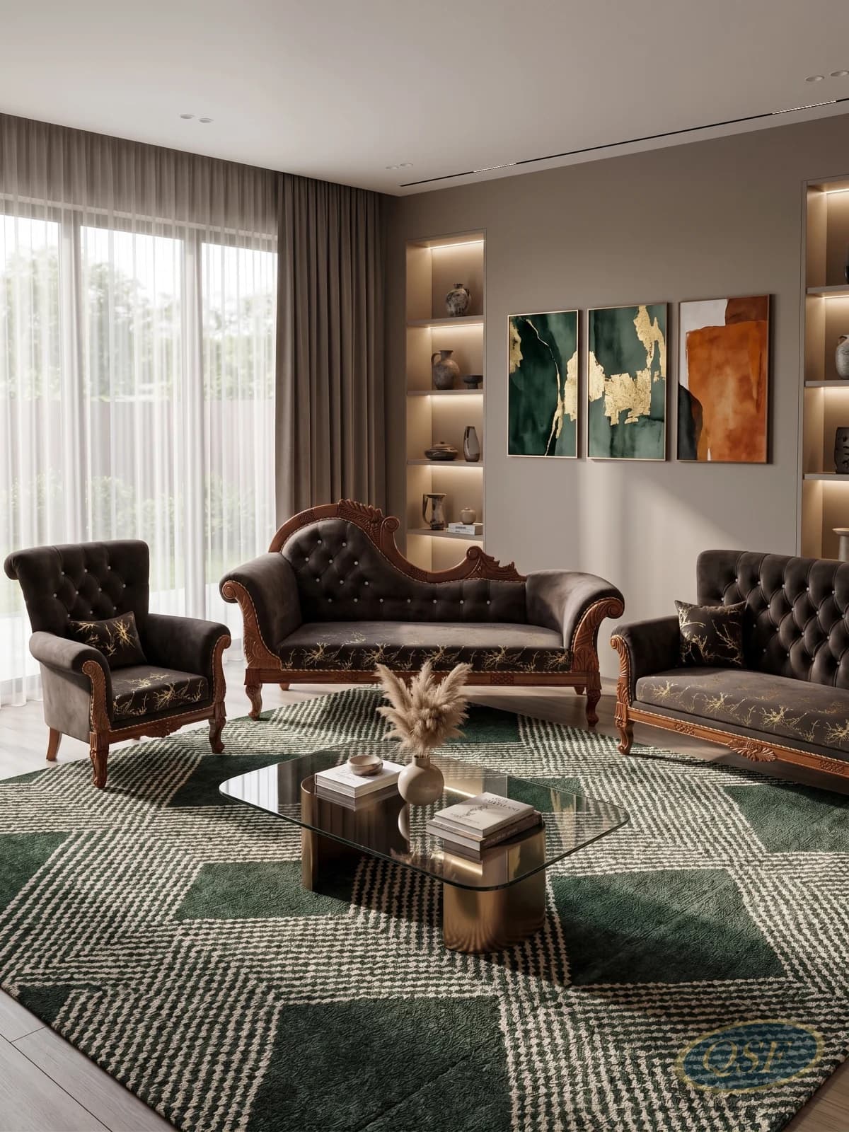 Burnished Gold Silk Sofa Edition 2