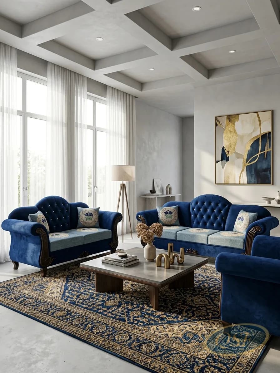 Ivory Boucle Modern Sofa