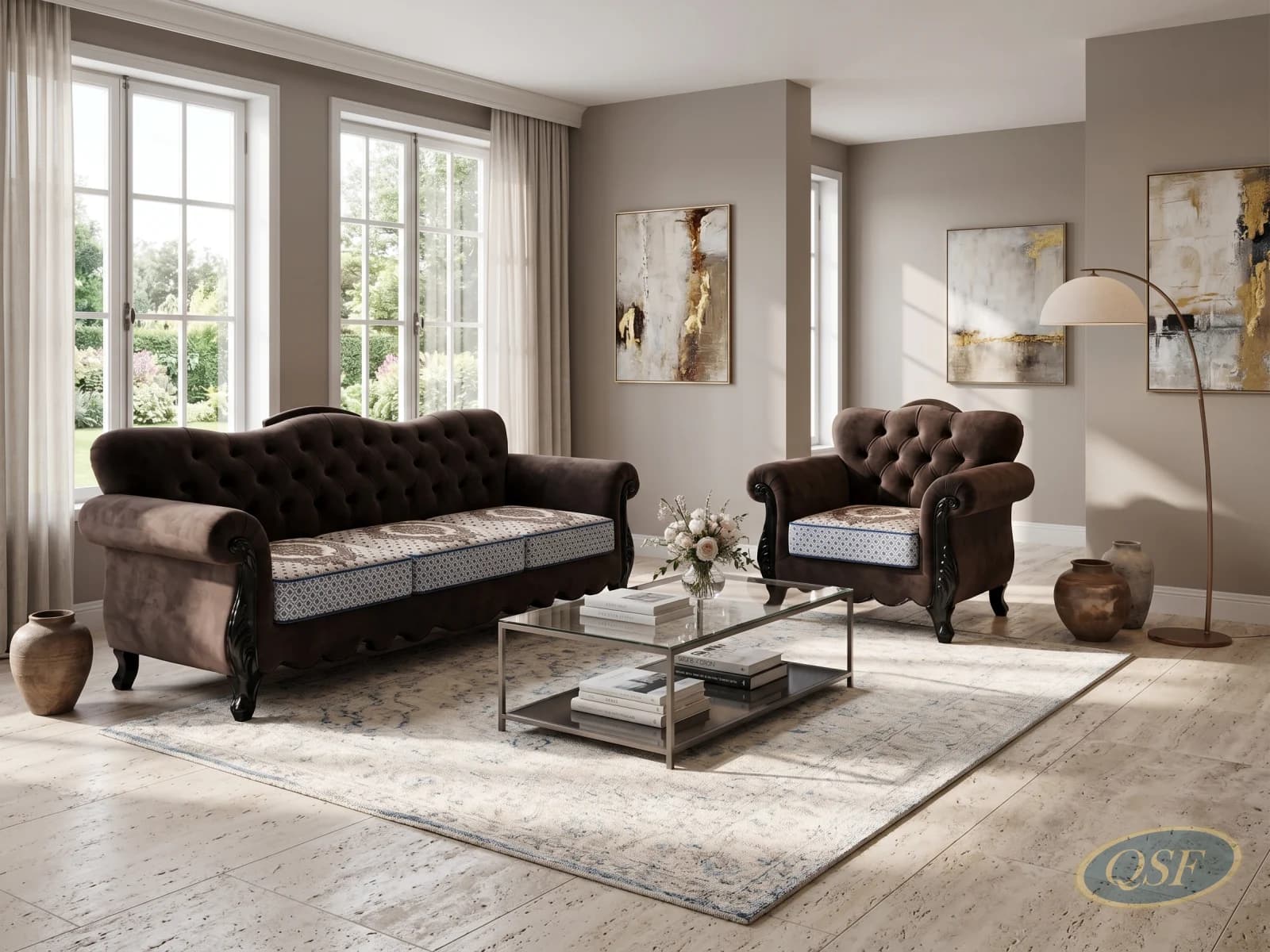 Sapphire Blue Chesterfield