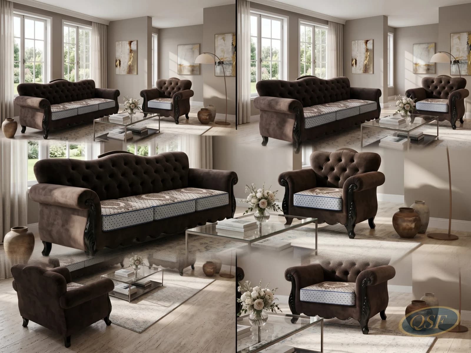Sapphire Blue Chesterfield - View 2