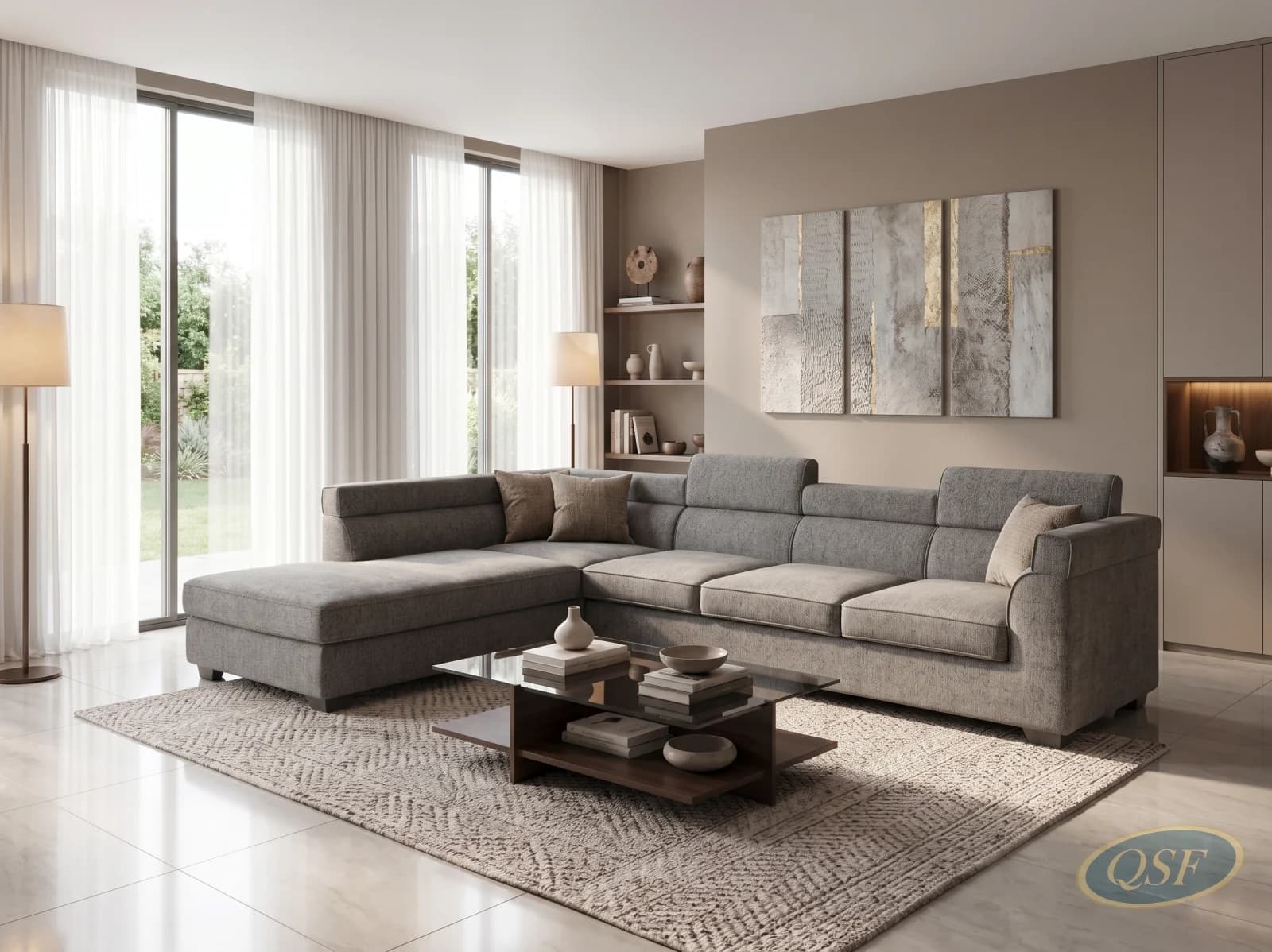 Cognac Leather Tufted Sofa