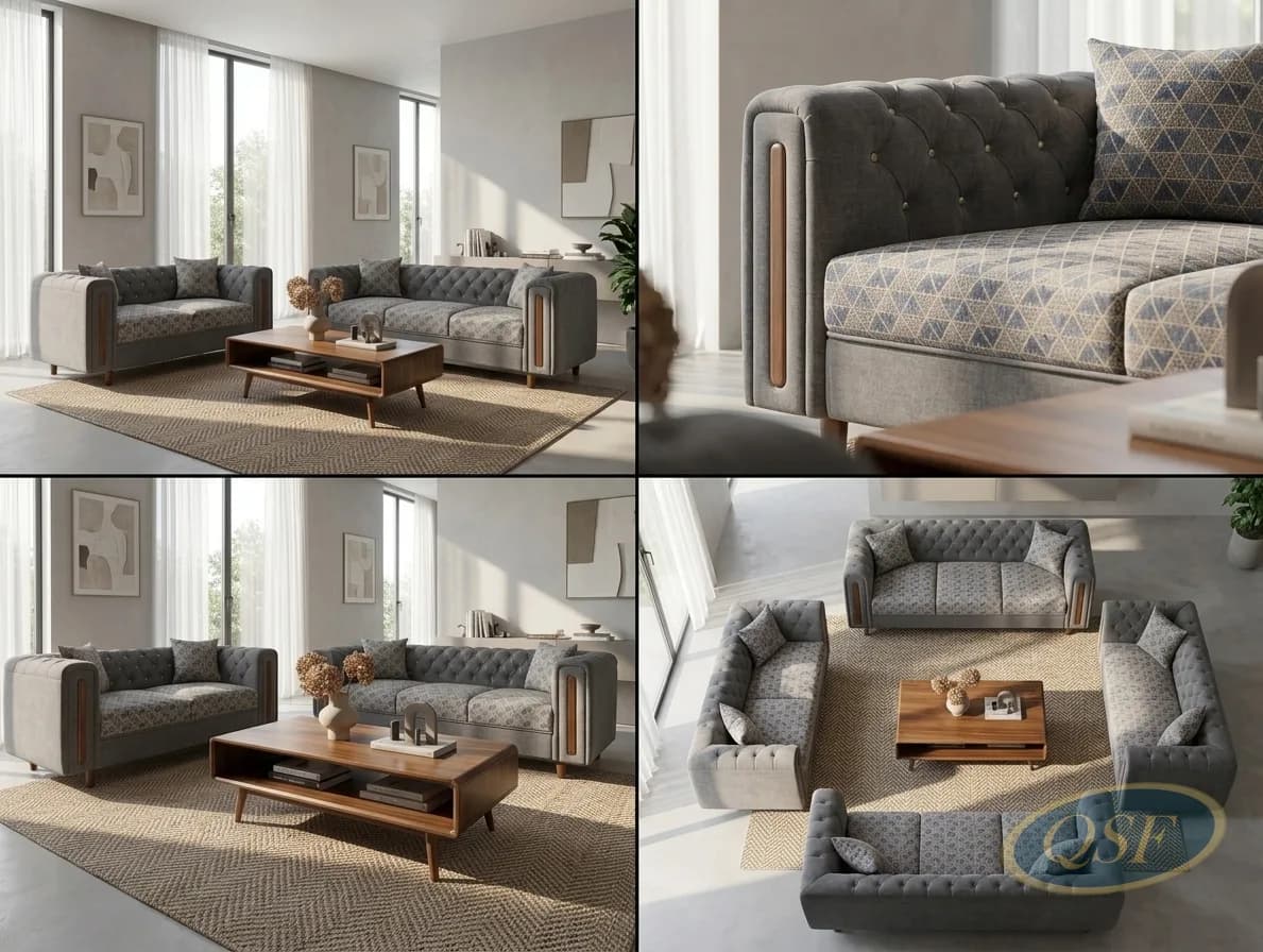 Rustic Oak Frame Sofa - View 2