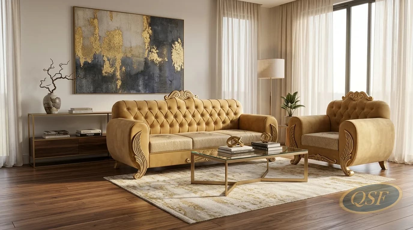Plum Velvet Art Deco Sofa