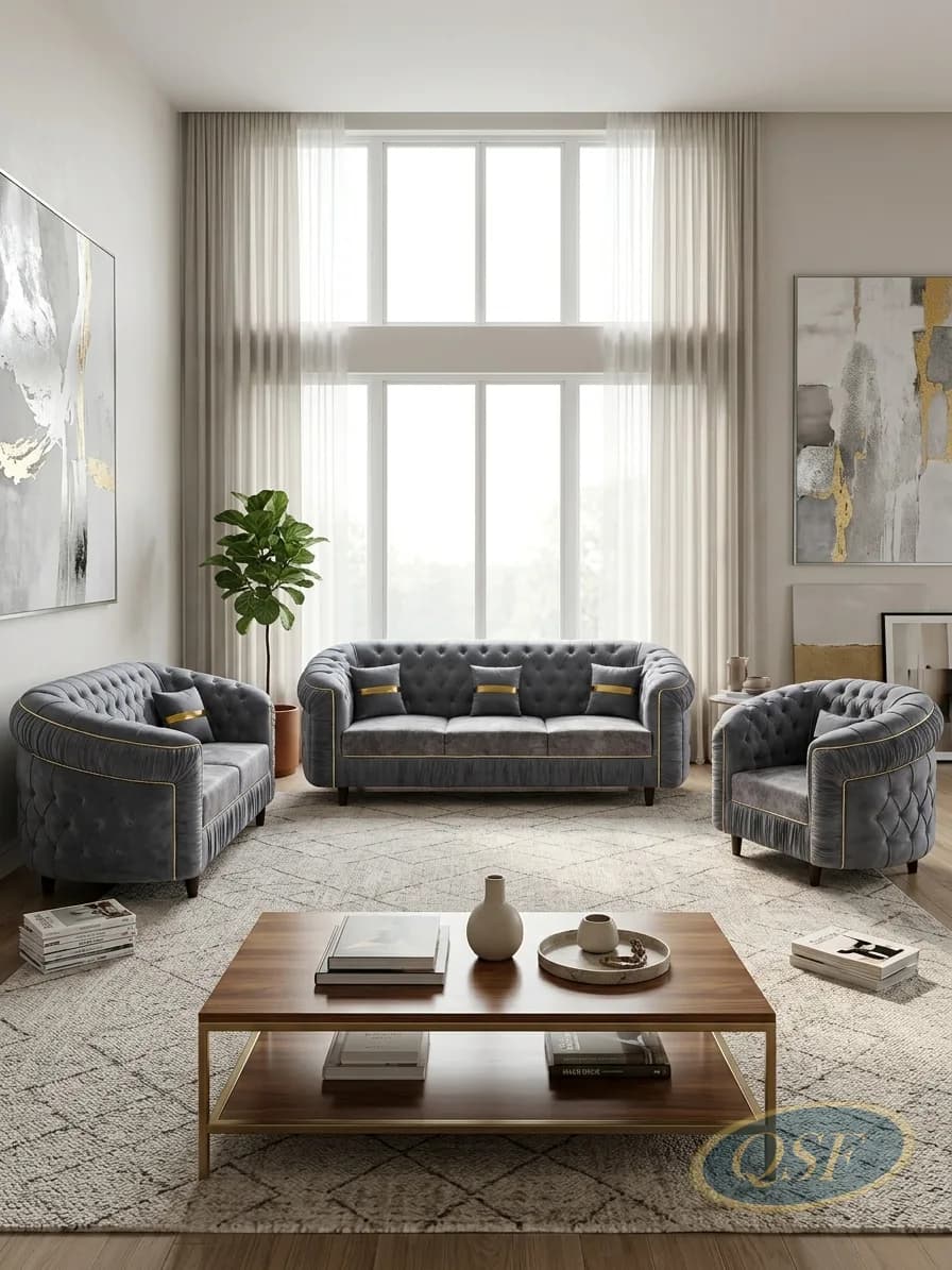 Steel Blue Tuxedo Sofa