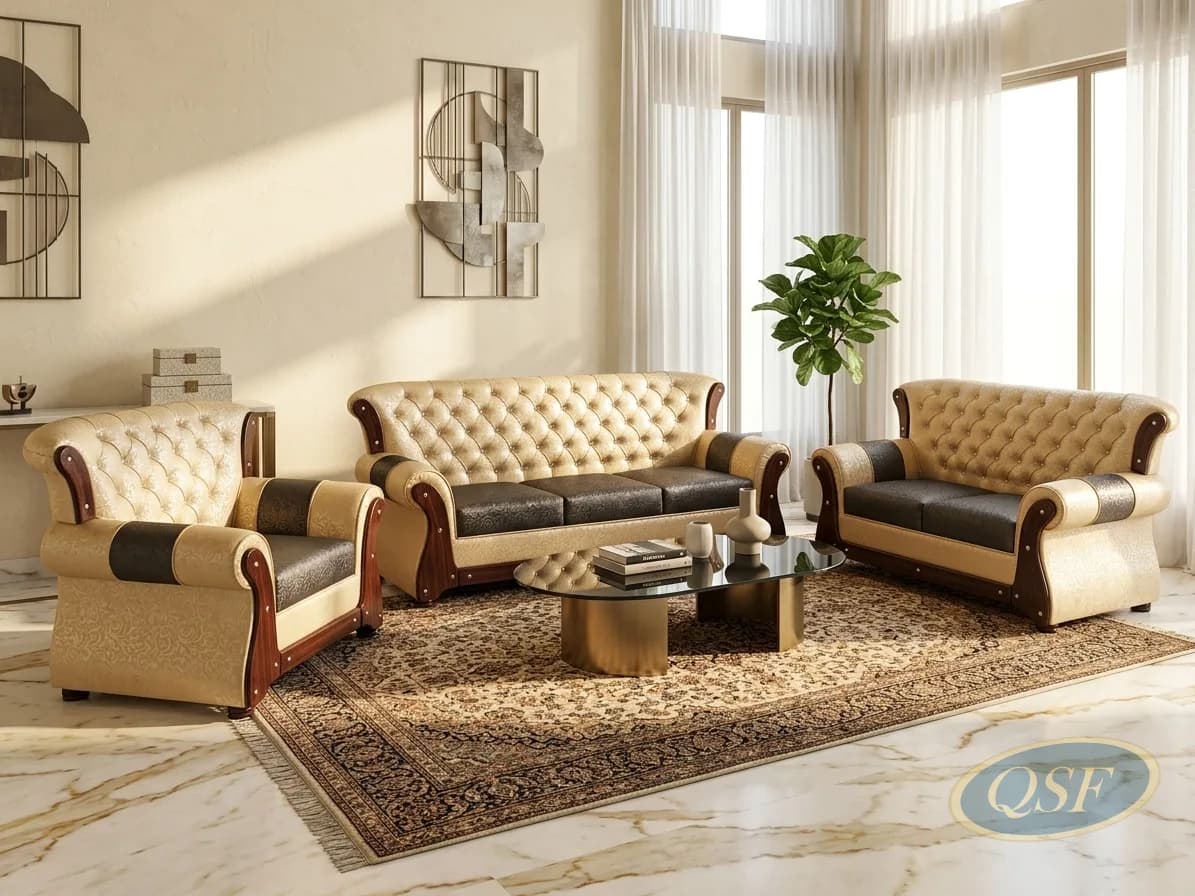 Forest Green Quilted Sofa