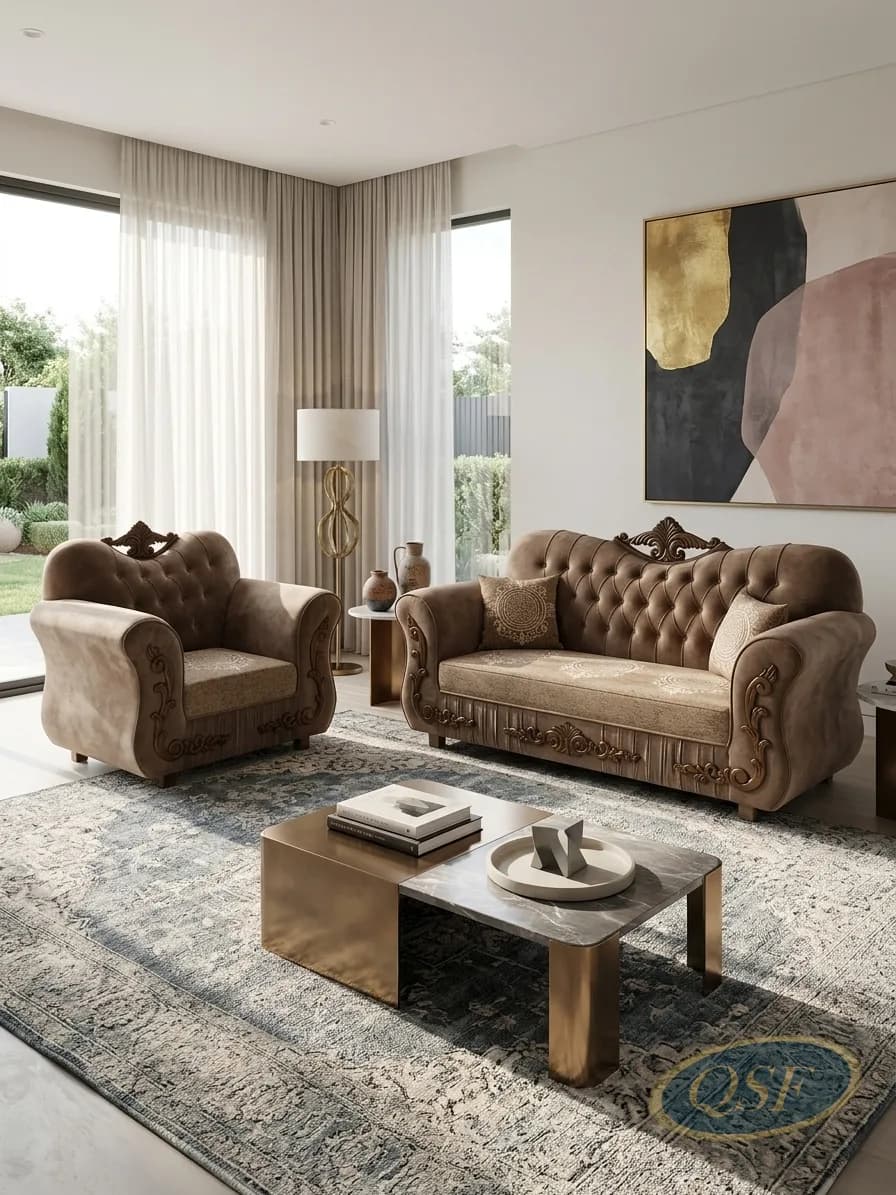 Pewter Silk Formal Settee